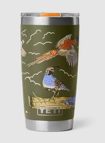 Yeti Rambler 20 oz Cup w/ MagSlider Lid (21071502566) Stainless Steel, Upland Game Olive Bird