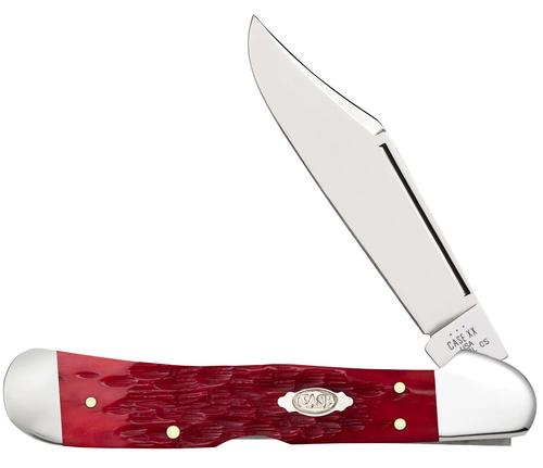 Case Copperlock Peach Seed Jig Dark Red Bone Folding Knife w/Plain Edge