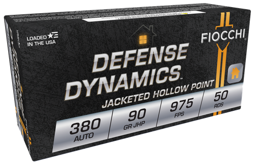 Fiocchi Shooting Dynamics Pistol Ammunition 380APHP, 380 ACP, Jacketed Hollow Point (JHP), 90 GR, 975 fps, 50 Rd/bx