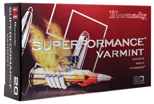 Hornady Superformance Varmint Rifle Ammunition 83366, 22-250 Remington, V-Max, 50 GR, 4000 fps, 20 Rd/bx