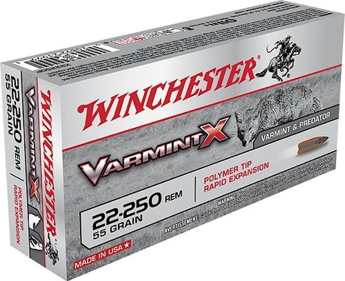 Winchester Varmint X Rifle Ammunition X22250P, 22-250 Remington, Varmint, 55 GR, 20 Rd/bx