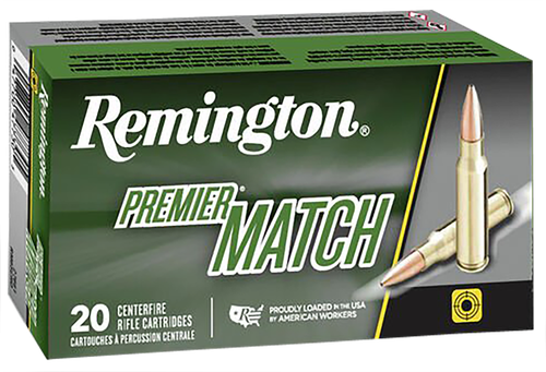Remington Premier Match Rifle Ammunition RM308W7, 308 Winchester, Matchking BTHP, 168 GR, 2680 fps, 20 Rd/bx