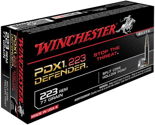 Winchester PDX1 Defender Rifle Ammunition S223RPDB2, 223 Remington/5.56 NATO, PDX1 Defender, 77 GR, 2500 fps, 20 Rd/bx