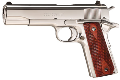 Colt 38 Super Government Pistol O2071ELC2, 38 Super Auto, 5", Rosewood Grip, Bright Stainless Steel Finish, 9 Rd
