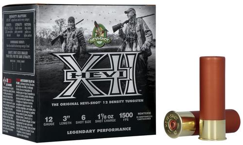HEVI-Shot HEVI-XII Shotshells HS51206, 12 Gauge, 3", 1 3/8 oz, 1500 fps, #6 Shot, 25 Rds/box
