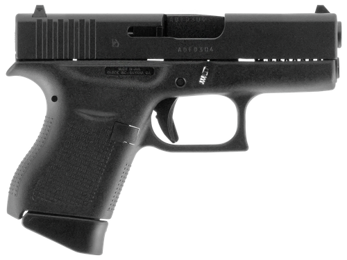 Glock G43 Subcompact Pistol, 9mm, 3.41in, Black Polymer Grips, Black Finish, 6 Rds
