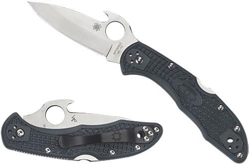 Spyderco Delica 4 Folding Knife, Emerson Opener, Plain Edge, Gray Handle (C11PGYW)
