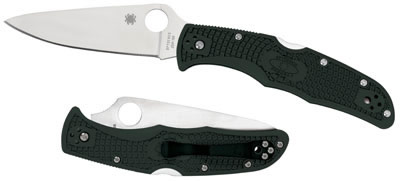 Spyderco Clip Point Folding Knife w/Plain Edge (C10FPGR)