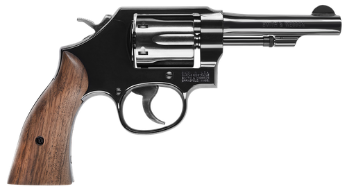 Smith and Wesson Model 10 Revolver 14074, 38 Special +P, 4", Walnut Grips, Blued Finish, 6rd