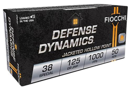 Fiocchi Shooting Dynamics Pistol Ammunition 38F, 38 Special, SJHP, 125 GR, 980 fps, 50 Rd/bx