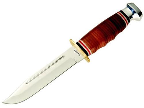 Kabar Marine Hunter Fixed Clip Point Blade Knife w/Leather Handle 1235