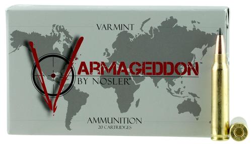 Nosler Varmint Rifle Ammunition 65139, 223 Remington, Flat Base Tip, 53 GR, 3350 fps, 20 Rd/Bx