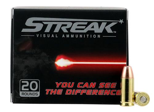 Ammo Inc Streak HPR Pistol Ammunition 9115JHPSTRKR, 9mm Luger, JHP, 115 gr, 1124 fps, 20 Rd/Bx