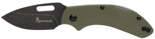 Browning Hidden Hollow Drop Point EDC Knife w/OD Green Handle (3220504)