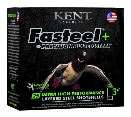 Kent Cartridge Fasteel+ Shotshells K123FSP364X6, 12 Gauge, 3", 1 1/4 oz, 1450 fps, #4x6 Steel Shot, 25 Rds/box