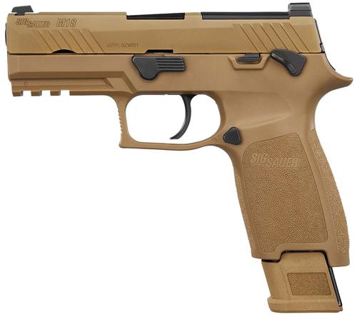 Sigarms M18 Commercial Optic Ready Pistol M189CSSMS, 9mm Luger, 3.90in, Medium, Coyote PVD Finish, 17 Rds