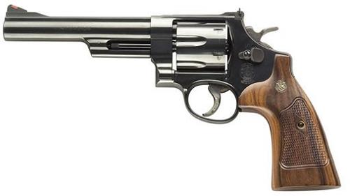 Smith & Wesson 57 Classic Revolver 150481, 41 Remington Mag, 6 in, Checkered Butt Walnut Grip, Bright Blue Finish, 6 Rd