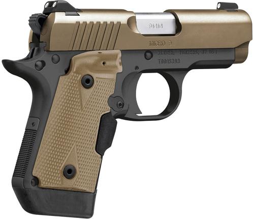 Kimber 3300168 Micro 9 Desert Tan (LG) Pistol - 9MM, 3.15 in Barrel, Dark Earth CT Grip, Flat Dark Earth Slide