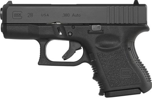 Glock 28 Gen3 Pistol UI2850201, 380 ACP, 3.5 in, Polymer Grip, Gas Nitride Black Finish, 10 Rd