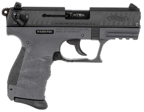 Walther P22 Q 22 Pistol 5120765, 22 Long Rifle, 3.42 in, Tungsten Gray Integral Grip, Black Finish, 10 Rd