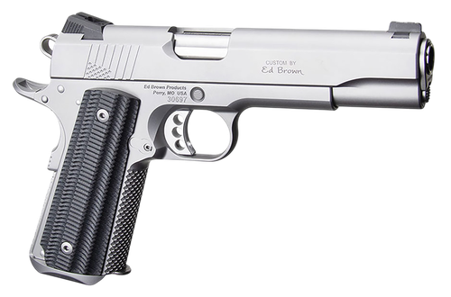 Ed Brown 1911 2nd Amendment Pistol BASESS2A, 45 ACP, 5in, Black Alien G10 Grips, Stainless Finish