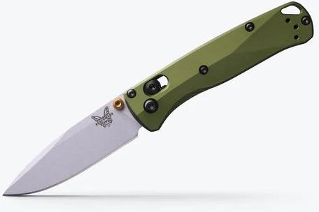 Benchmade Mini Bugout w/Stainless Steel Plain Edge Drop Point Blade, Woodland Green