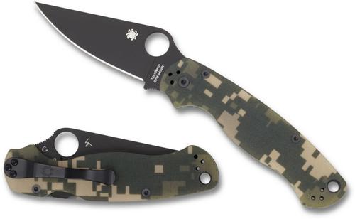 Spyderco Para Military 2 Folding Knife, Black Blade, Camo G-10 Handle (C81GPCMOBK2)