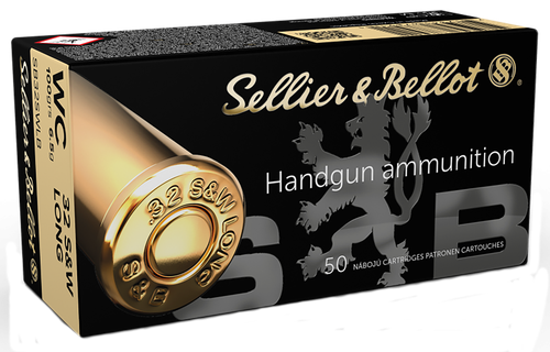 Sellier & Bellot Pistol Ammuntion SB32SWLB, 32 S&W Long, Wadcutter, 100 GR, 735 fps, 50 Rd/bx