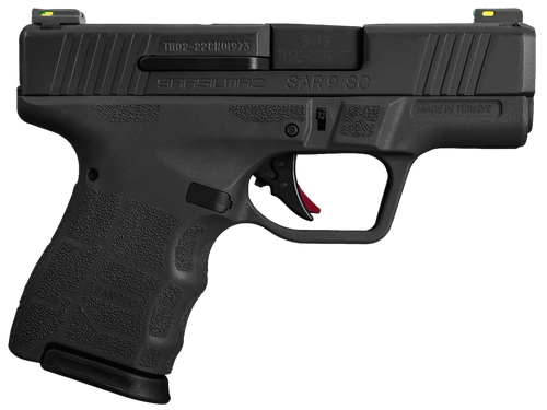SAR USA SAR9 SC Gen2 Pistol SAR9SCBL, 9mm Luger, 3.30in, Black Interchangeable Backstrap Grips, Black Finish, 12 Rds