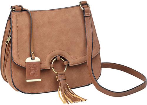 Bulldog Cross Body Suede Purse w/Holster BDP034, Tan, Holster Fits Small Pistols & Revolvers, Right Hand