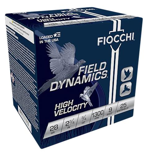 Fiocchi High Velocity 28HV9, 28 Gauge, 2-3/4", 3/4 oz, 1300 fps, #9 Lead Shot, 25 Rds/Bx