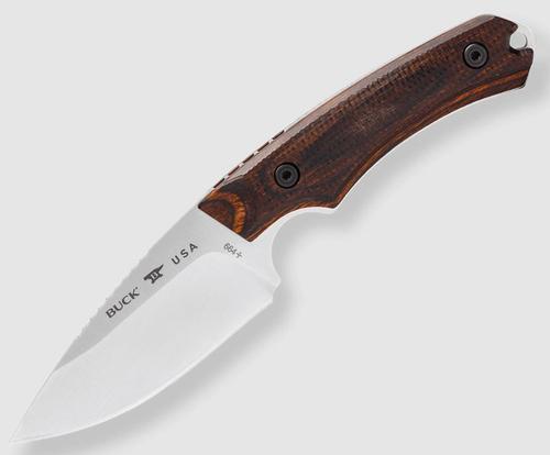 Buck Knives 0664WAS-B, 664 Alpha Hunter Pro Knife, satin finish, drop point blade with jimping, brown leather sheath with Buck snap
