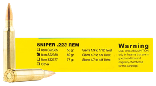 Buffalo Bore Sniper Rifle Ammunition S22369/20, 223 Remington, Jacketed Hollow Point (JHP), 69 GR, 3200 fps, 20 Rd/Bx