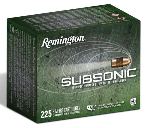 Remington SubSonic Rimfire Ammunition 21249, 22 LR, Hollow Point, 40 gr, 1050 fps, 225 Rds/Bx