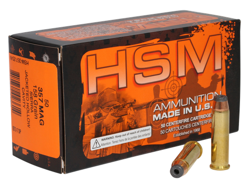 HSM Pro Pistol Ammunition 35723N, 357 Mag, Jacketed Hollow Cavity, 158 gr, 50 Rd/Bx