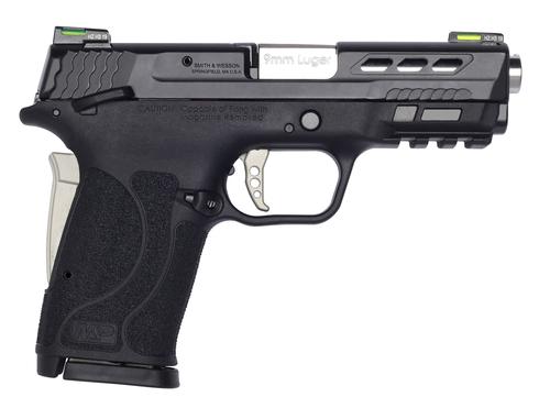 Smith & Wesson M&P9 Performance Center Shield EZ M2.0 Pistol 13225, 9mm, 3.80", Lightening Cut Black Armornite Slide, Silver Accents, 8 Rds