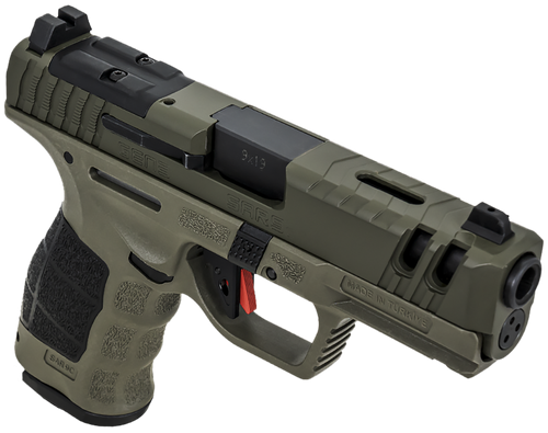 SAR USA SAR9 C Gen3 Pistol SAR9CG3OD, 9mm Luger, 4in, Black Interchangeable Backstrap Grips, OD Green Finish, 15 Rds