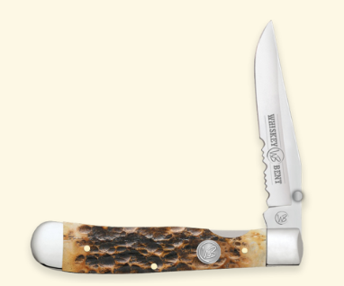 Whiskey Bent Knives Trapper Lock Knife w/Clip Point Blade, Natural Bone Handle (WB16-43)