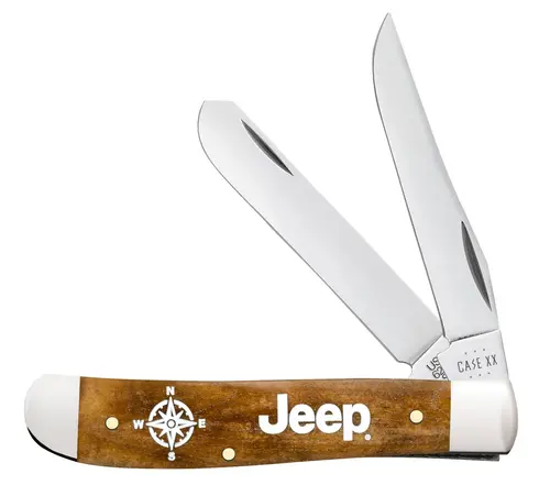 Case Jeep Embellished Smooth Antique Bone Mini Trapper Pocket Knife