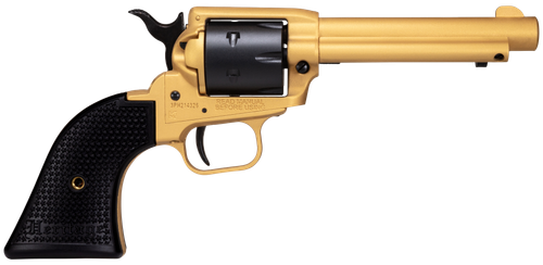 Heritage Rough Rider SAO Revolver RR22S4, 22 LR, 4.75", Black Polymer Grips, Gold Cerakote Finish, 6 Rds