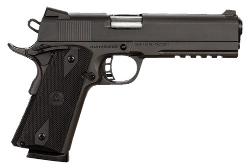 Rock Island Tac Standard 1911 Semi-Auto Pistol 51484, 45 ACP, 5 in, Black Rubber Grips, Matte Black Finish,  8 Rd