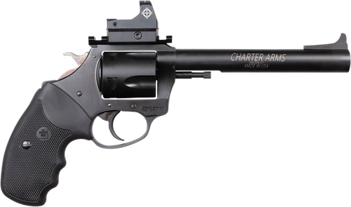 Charter Mastiff Target Revolver 63565, 357 Mag, 6in, Black Rubber Grips, Steel Frame Finish, 5 Rds