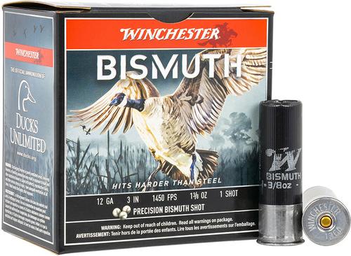 Winchester Bismuth Shotgun Shells SWB1231, 12 Gauge, 3", 1-3/8 oz, 1450 fps, #1 Tin-Plated Bismuth Shot, 25 Rd/bx