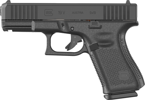 Glock 19V Pistol PV1950203, 9mm, 4.02 in, Black Polymer Grip, nDLC Finish, Fixed Sights, GMB Barrel, 15 Rds