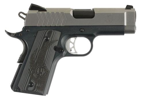 Ruger SR1911 Officer-Style Pistol 6758, 9mm Luger, 3.60in, Deluxe Checkered G10 Grips, Tungsten Gray Cerakote Finish, 7 Rds