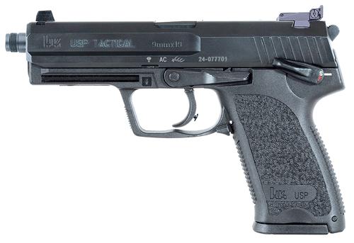 Heckler & Koch USP9 Tactical V1 DA/SA Pistol 81000348, 9mm Luger, 4.86", Black Grips, Black Finish, 15 Rds