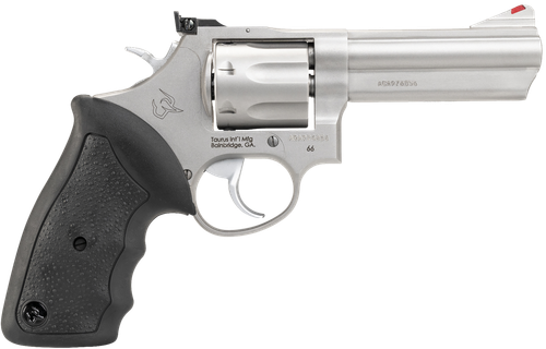 Taurus 66 Medium Frame Revolver 2660049, 357 Magnum, 4", Black Rubber Grip, Matte Stainless Finish, 7 Rd
