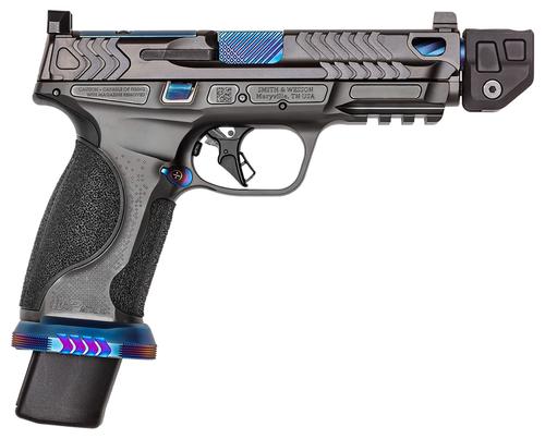 Smith and Wesson M&P Performance Center Special Series V Bundle, 14284, 9mm, Blue PVD Comped 4.8" Barrel, Gray Armornite Finish, Optic Ready 23+1