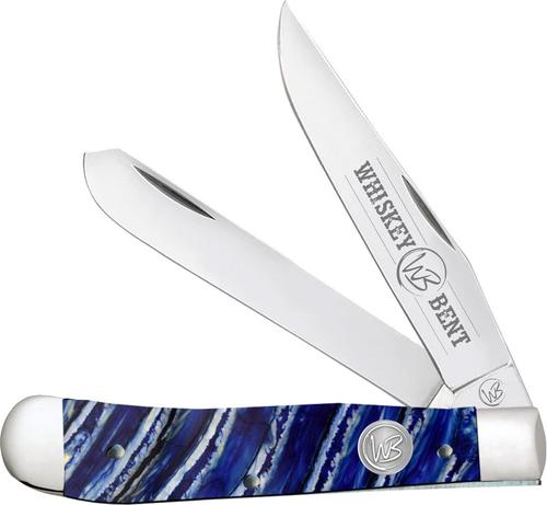 Whiskey Bent Knives Trapper Knife w/Clip Point & Spey Blade, Blue Mammoth Handle (WB11-07)