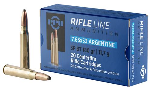 Prvi Partizan Rifle Ammunition, 7.65x53mm Argentine, Soft Point Boat Tail, 180 gr, 2545 fps, 20 Rd/Bx